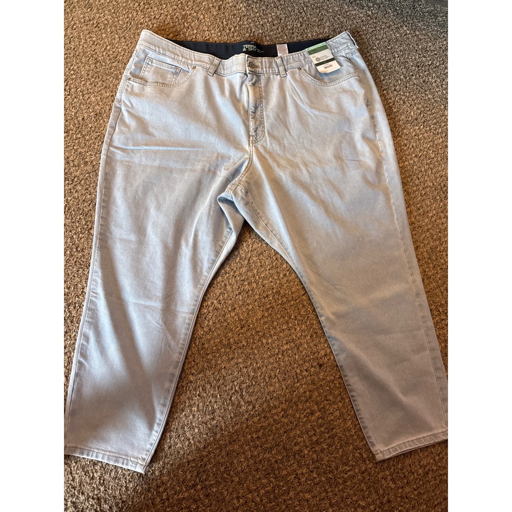 Terra & Sky Skinny Jeans Grace Wash Light Blue Denim Petite Plus 26W NEW
